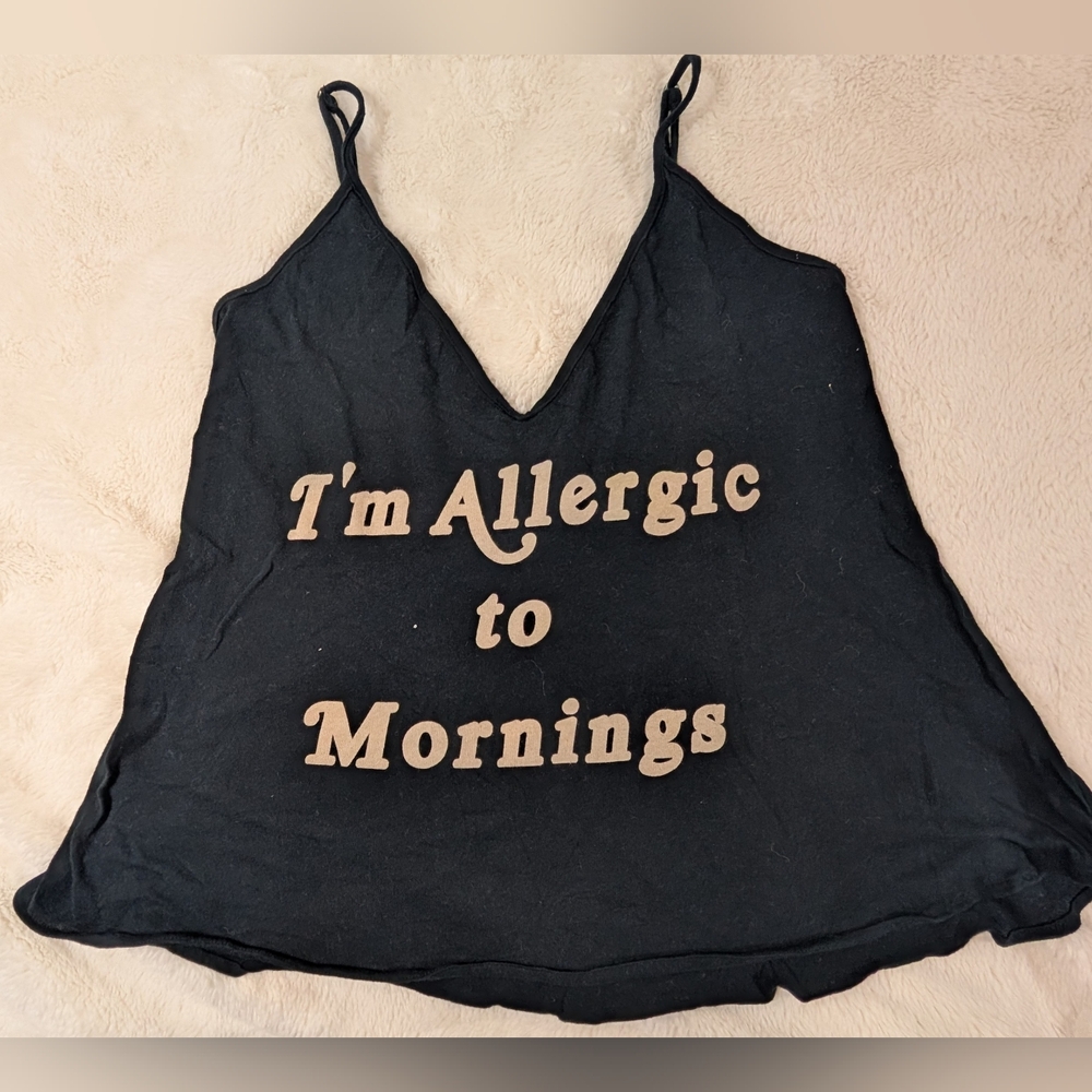 'I'm Allergic to  Mornings' Wildfox Black Tank Top